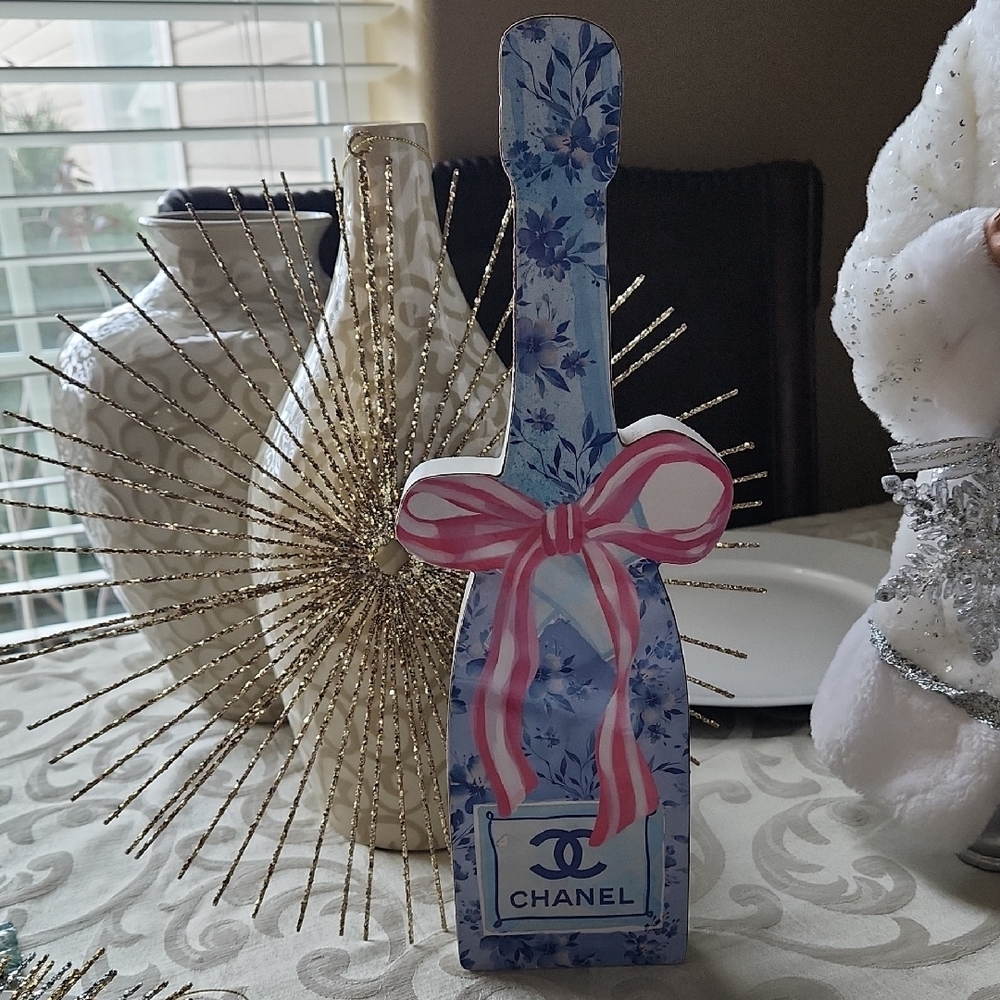 Blue and Pink Floral Bottle Home Decor